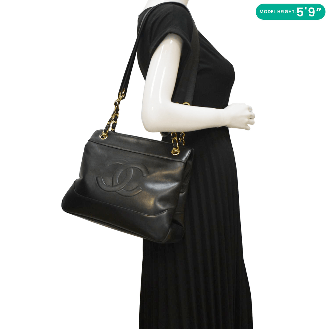 Pearl Street Bags Chanel  CC Lambskin Leather Chain Shopping Tote Bag Bag Black