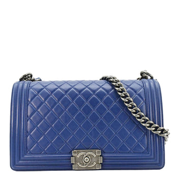 Pearl Street Bags Chanel Boy Flap Calf Leather Crossbody Bag Blue
