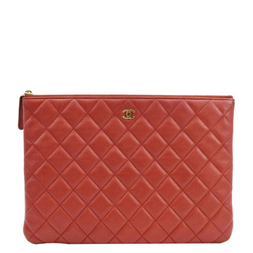 Chanel Classic O-Case Leather Zip Pouch Red