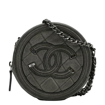 Pearl Street Bags Chanel Round Filigree Caviar Quilted Leather Crossbody Bag Black