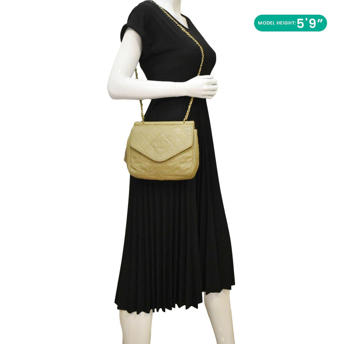 Pearl Street Bags Chanel Tassel Flap Quilted Leather Camera Case Shoulder Bag Beige