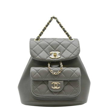 Pearl Street Bags Chanel Duma Small Quilted Leather Backpack Bag Grey