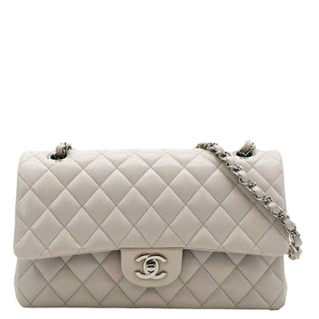Pearl Street Bags Chanel Classic Double Flap Medium Quilted Caviar Leather Shoulder Bag White