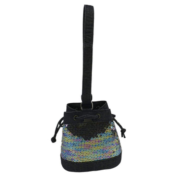 Pearl Street Bags Chanel Sequin Denim Small Drawstring Bucket Bag Blue