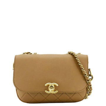 Chanel Multi Pouching Flap With Coin Purse Quilted CalBNkin Leather Crossbody Bag Brown