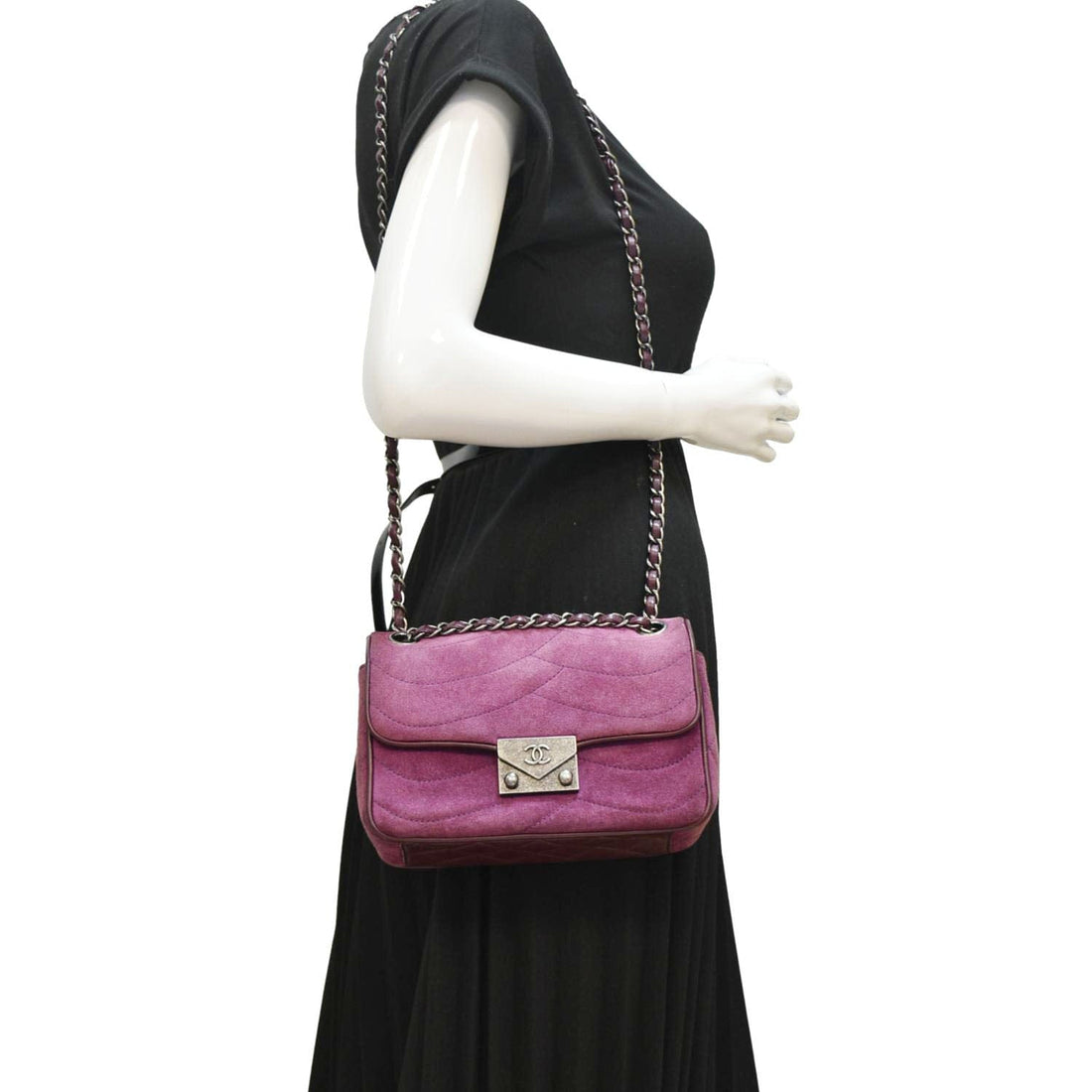 Pearl Street Bags Chanel Pagoda Flap Suede Leather Shoulder Bag Purple