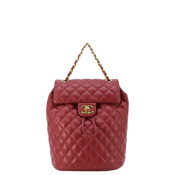 Pearl Street Bags Chanel Urban Spirit Quilted Leather Backpack Bag Red