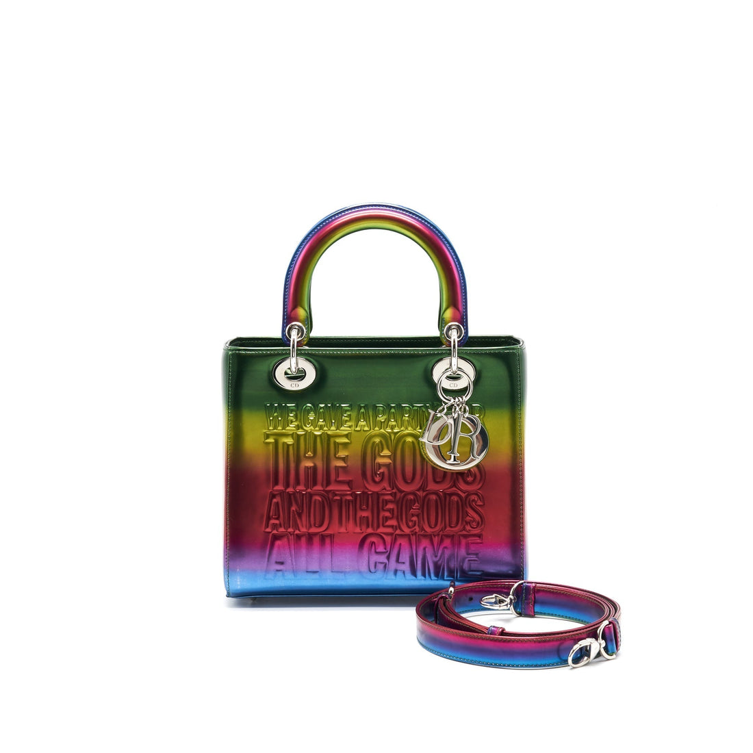 Christian Top quality Dior 2017 Limited Edition Lady Art Medium in Metallic Rainbow Calfskin
