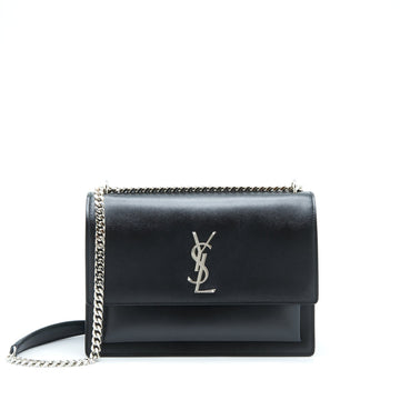 Saint Laurent/YSL Medium Sunset Bag CalBNkin Black SHW