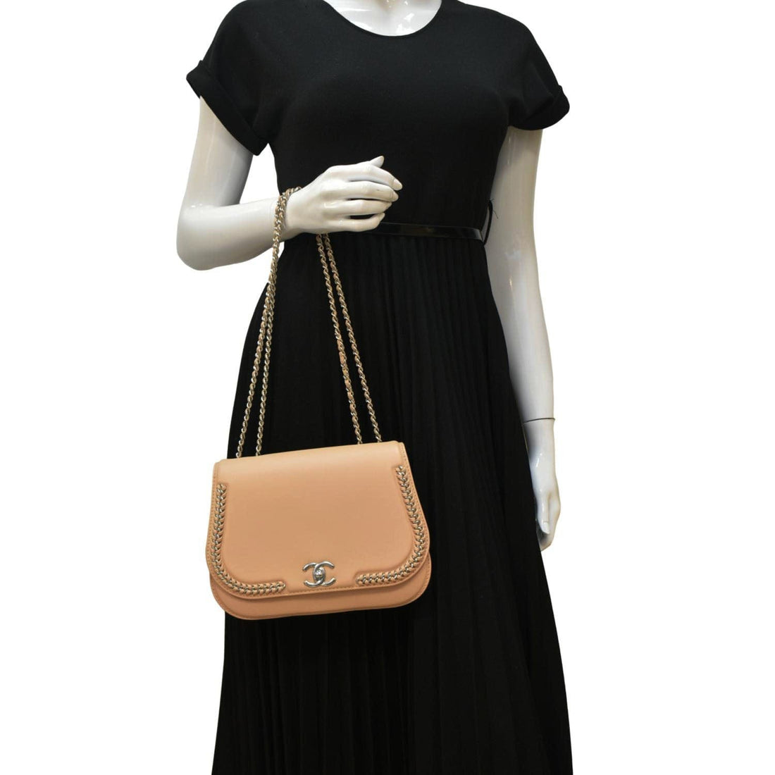 Pearl Street Bags Chanel Braided Chic Flap Small Leather Shoulder Bag Light Beige
