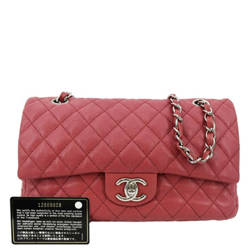 Pearl Street Bags Chanel Classic Medium Double Flap Quilted Caviar Leather Shoulder Bag Red