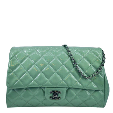 Chanel Flap Quilted  Leather Shoulder Bag Green