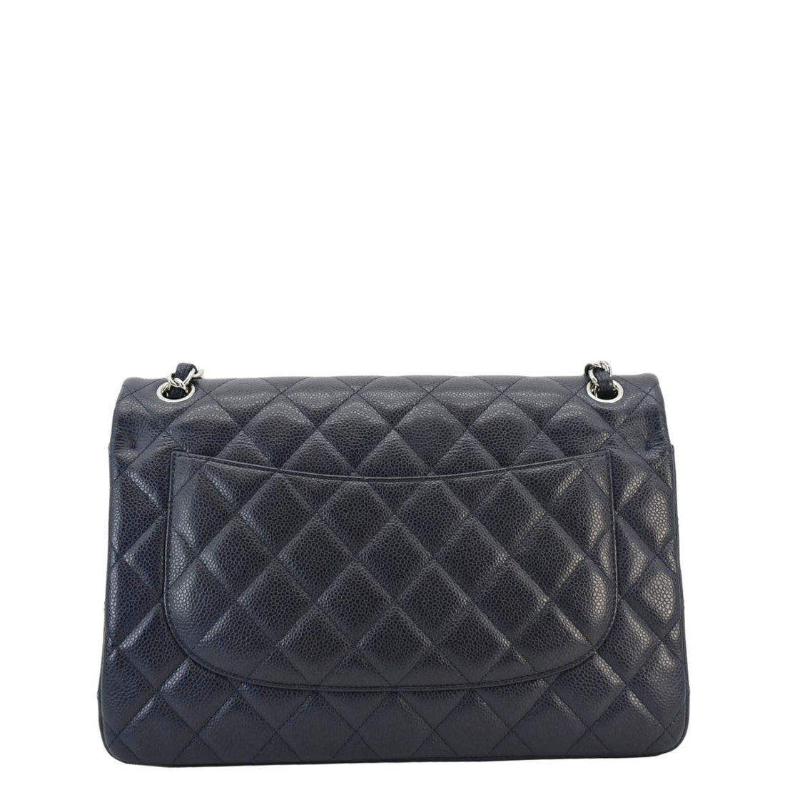 Pearl Street Bags Chanel Classic Jumbo Double Flap Quilted Caviar Leather Shoulder Bag Navy Blue