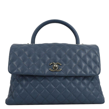 Pearl Street Bags Chanel CC Coco Caviar Leather Top Handle Flap Shoulder Bag Blue