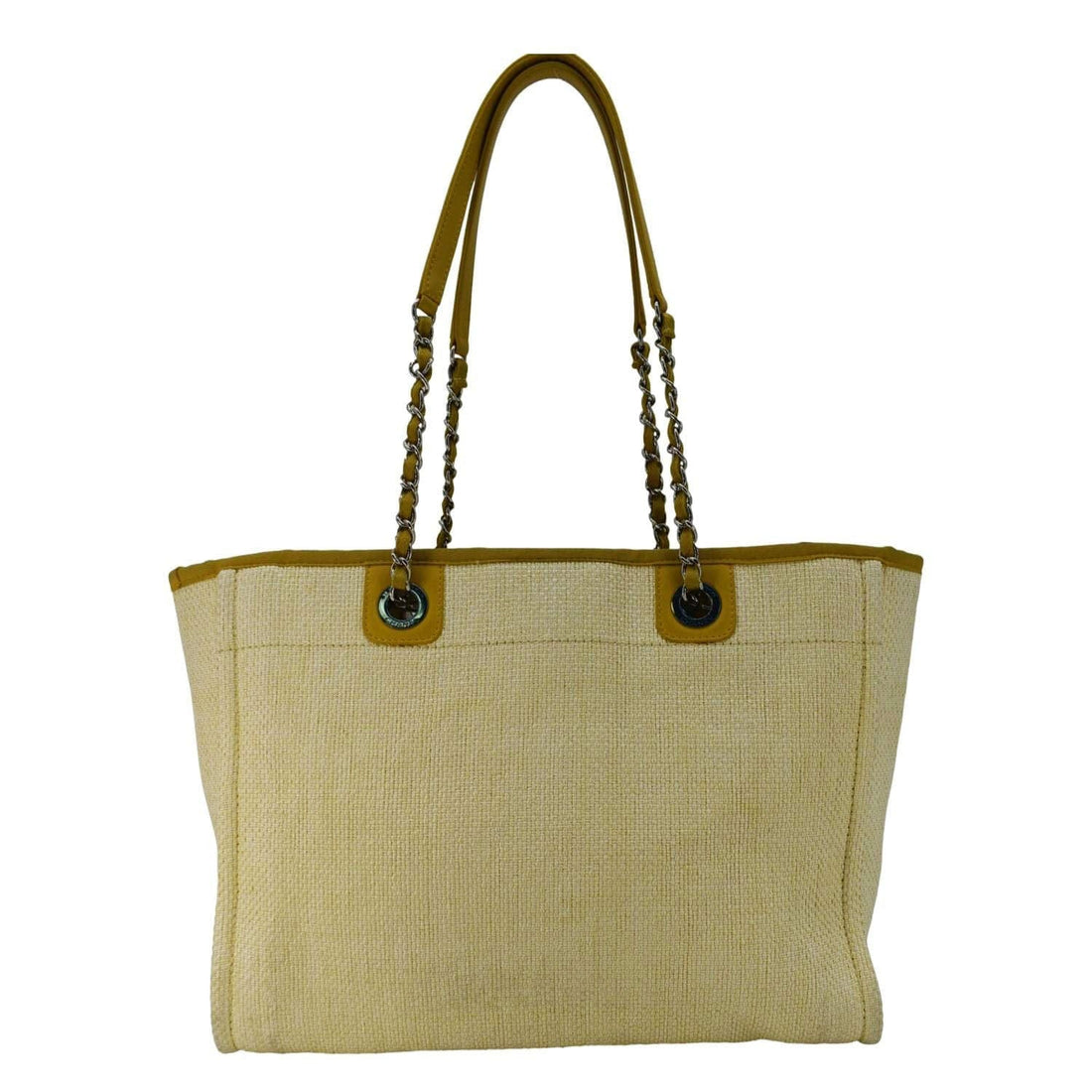 Pearl Street Bags Chanel Deauville Straw Raffia Tote Bag Yellow