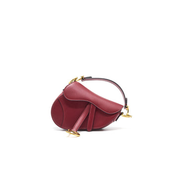 CHRISTIAN Top quality Dior MINI SADDLE RED CALFSKIN