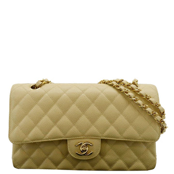 Pearl Street Bags Chanel Classic Double Flap Quilted Caviar Leather Shoulder Bag Cream