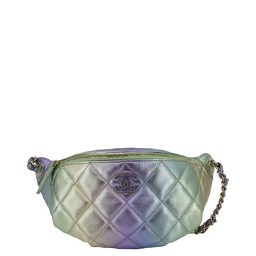Chanel Iridescent Rainbow Quilted Leather Bumbag Multicolor
