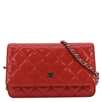 Chanel WOC Quilted  Leather Crossbody Bag Red