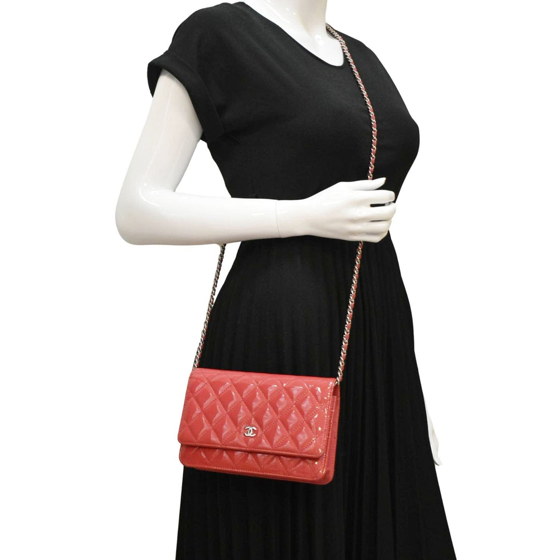 Chanel WOC Quilted  Leather Crossbody Bag Red