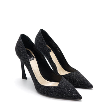 CHRISTIAN Top quality Dior GLITTER PUMP HIGH HEELS BLACK SIZE 38