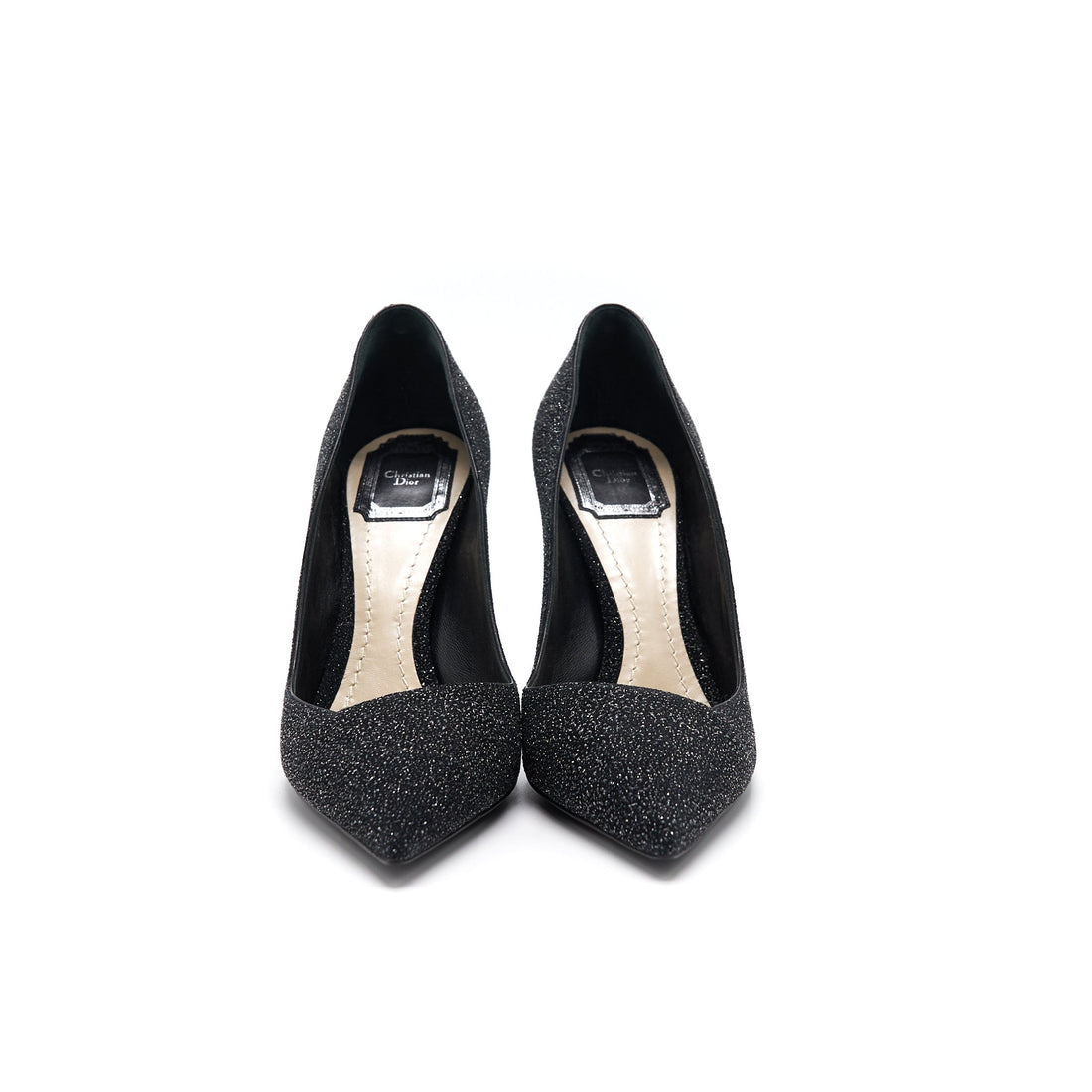 CHRISTIAN Top quality Dior GLITTER PUMP HIGH HEELS BLACK SIZE 38
