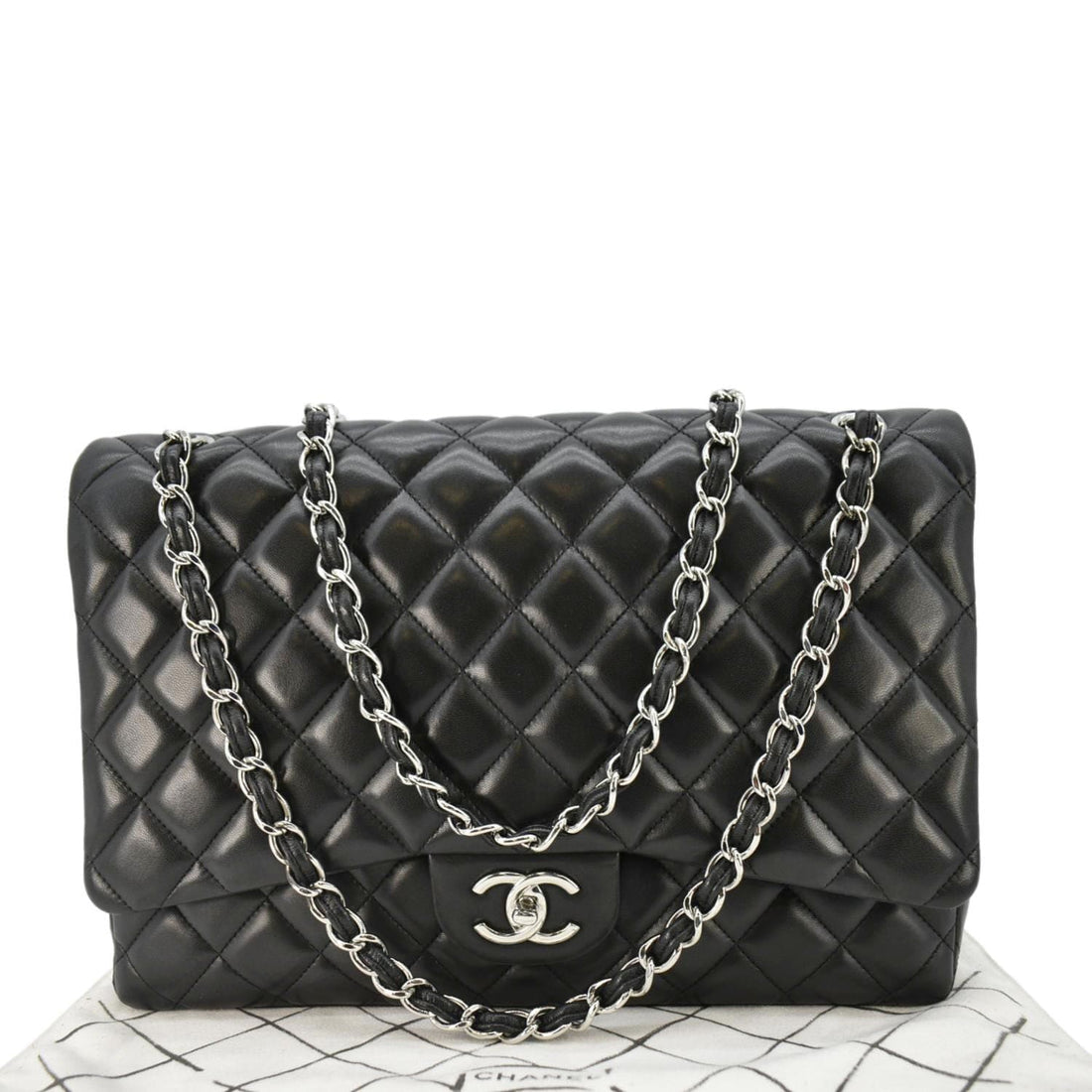 Pearl Street Bags Chanel Classic Double Flap Quilted Leather Crossbody Bag Black