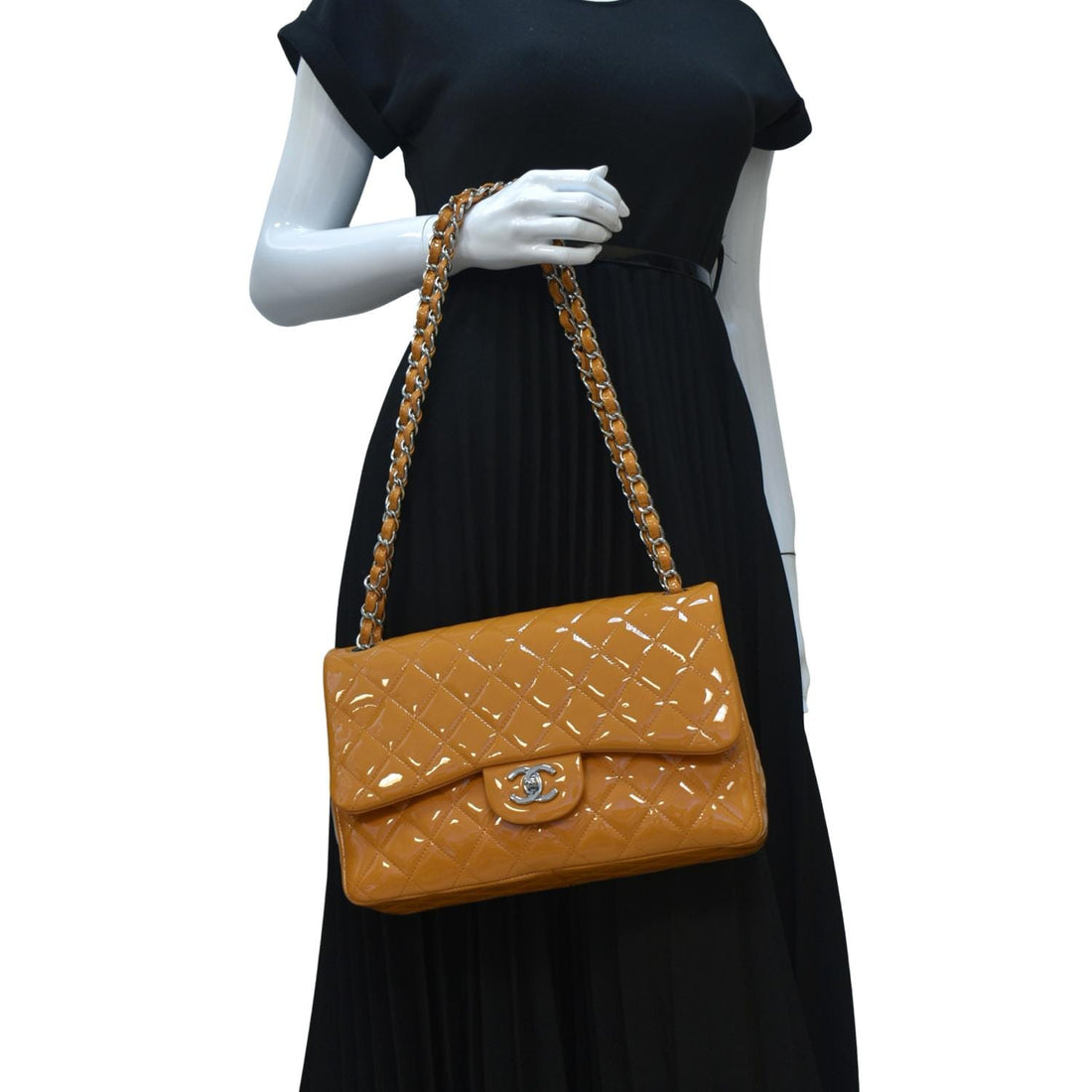 Pearl Street Bags Chanel Classic Jumbo Double Flap Quilted Leather Shoulder Bag Orange