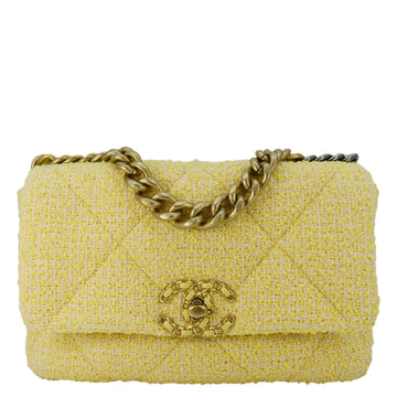 Pearl Street Bags Chanel 19 Flap Medium Quilted Tweed Shoulder Bag Beige