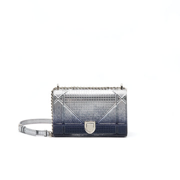 CHRISTIAN Top quality Dior Top quality DiorAMA MEDIUM FLAP BAG METALLIC CALFSKIN SILVER AND NAVY