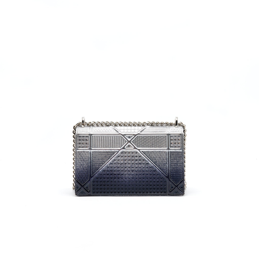 CHRISTIAN Top quality Dior Top quality DiorAMA MEDIUM FLAP BAG METALLIC CALFSKIN SILVER AND NAVY