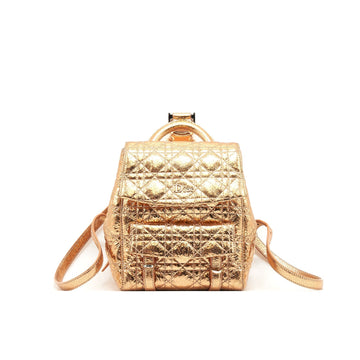 Top quality Dior Mini Backpack Lambskin Metallic Champagne