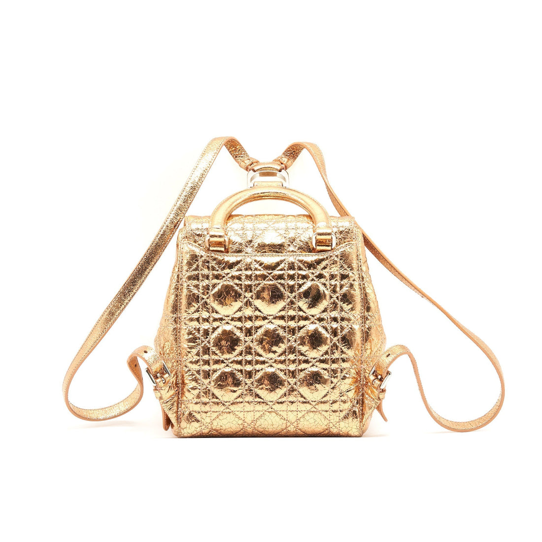 Top quality Dior Mini Backpack Lambskin Metallic Champagne