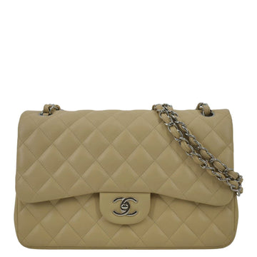 Pearl Street Bags Chanel Classic Jumbo Double Flap Quilted Leather Shoulder Bag Beige