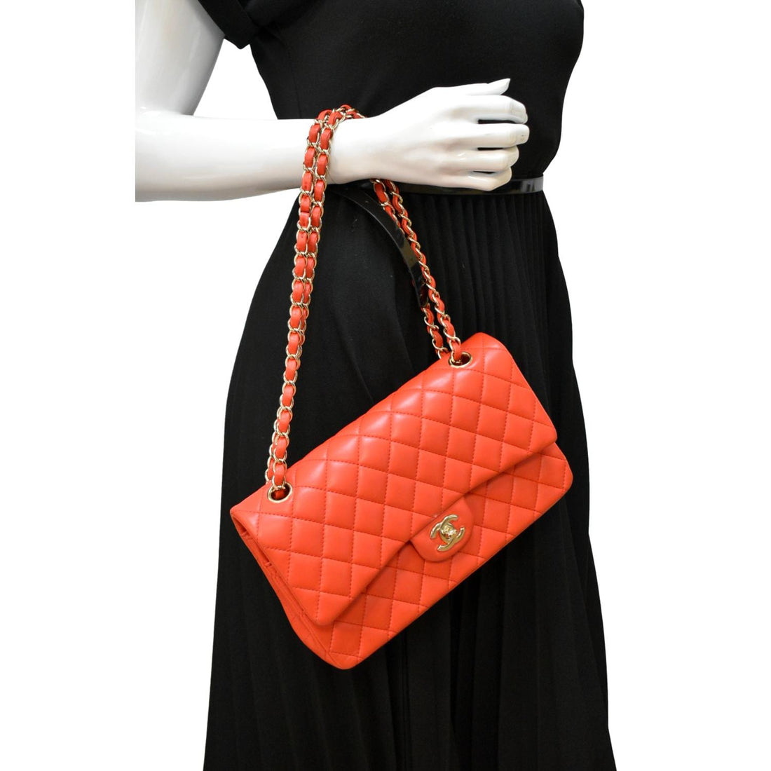 Pearl Street Bags Chanel Classic Double Flap Medium Leather Shoulder Bag Red