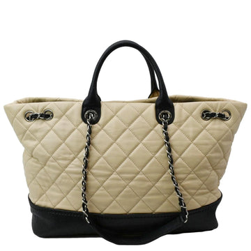 Pearl Street Bags Chanel Drawstring Large Quilted Calfskin & Caviar Shopping Tote Bag Beige