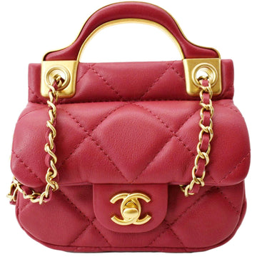 Pearl Street Bags Chanel Women Top Handle Flap Card Holder Quilted Leather Chain Shoulder Bag Red