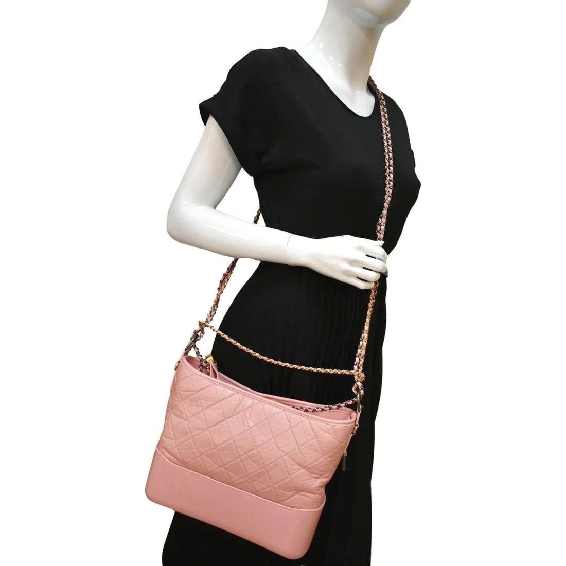 Pearl Street Bags Chanel Gabrielle Medium Aged Calfskin Leather Shoulder Bag Pink