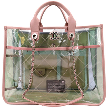 Pearl Street Bags Chanel Coco Splash Lambskin PVC Quilted Shopping Tote Pink