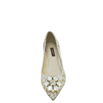 Dolce & Gabbana Light Grey Lace Bellucci Pump 37