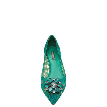 Dolce & Gabbana Green Lace Bellucci Pump 37