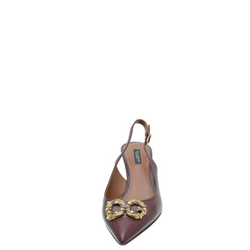 Dolce & Gabbana Burgundy DG Amore Slingback Pump 39