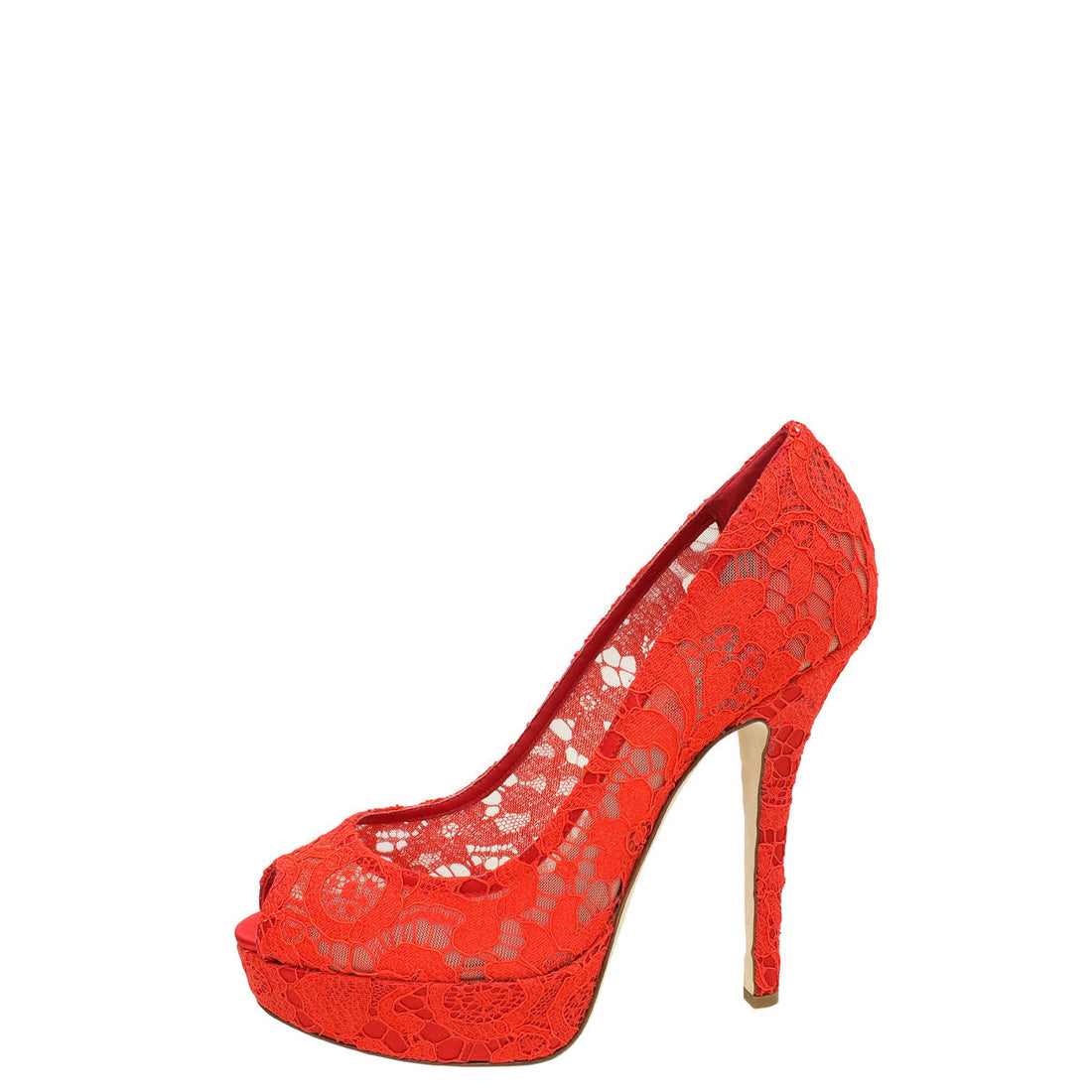 Dolce & Gabbana Red Lace Platform Peep Tote Pumps 41
