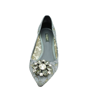 Dolce & Gabbana Gray Lace Bellucci Pump 37