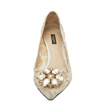 Dolce & Gabbana Nude Lace Bellucci Crystal Lace Pumps 39.5