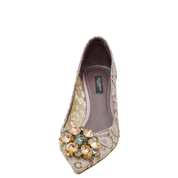 Dolce & Gabbana Pale Lilac Bellucci Lace Embellished Pump 36