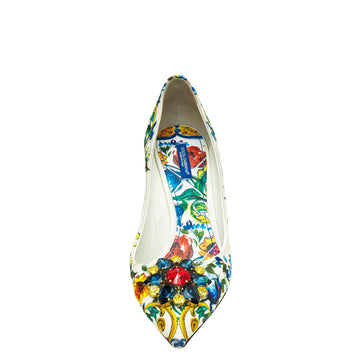 Dolce & Gabbana White Multicolor Majolica Bellucci Pumps 39.5