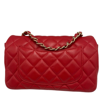 Chanel Classic Double Flap Small Red Lambskin Gold