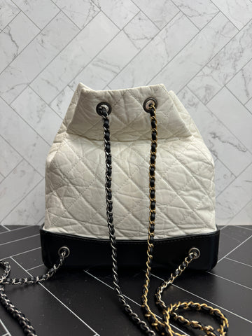 Chanel Gabrielle White CalBNkin Leather 2 tone Backpack