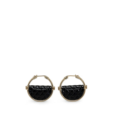CHANEL Resin Quilted Flap Bag Hoop Earrings